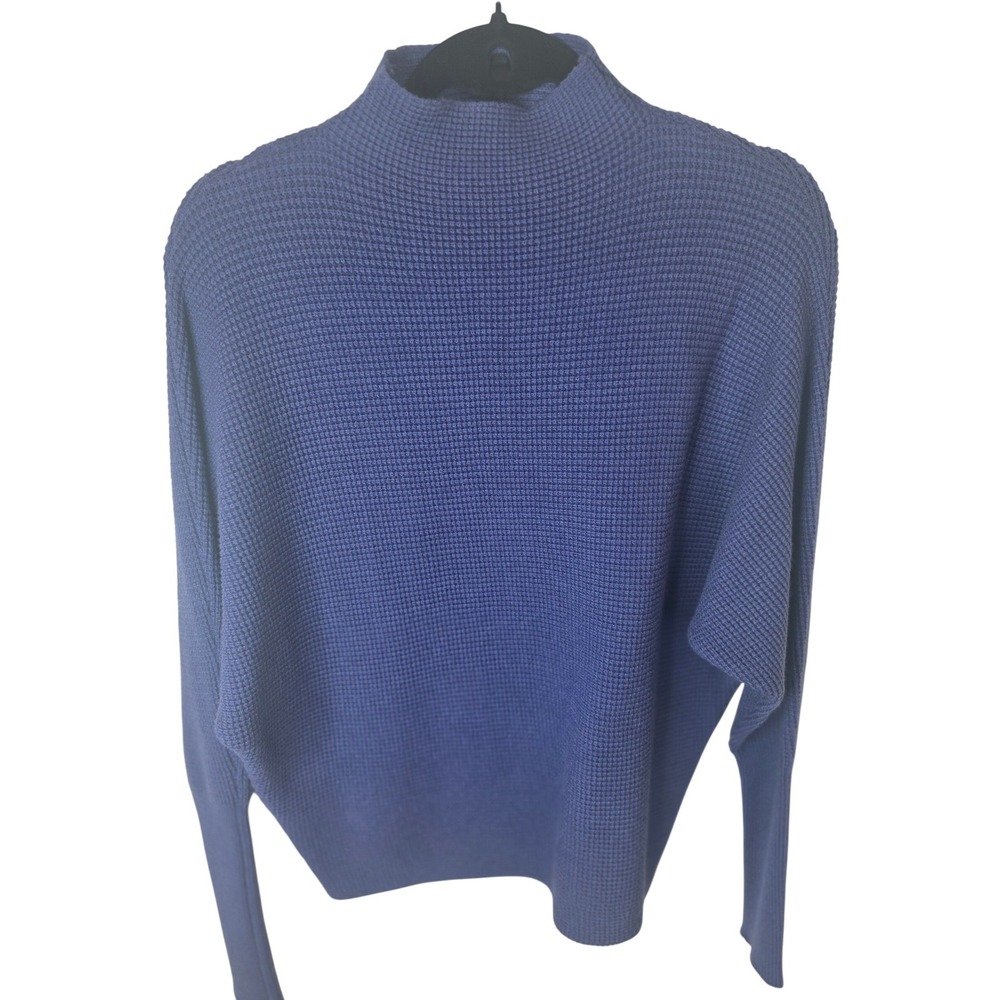 Cyrus Womens Blue Waffle Knit Mock Neck Dolman Sleeve Sweater XS C702338H